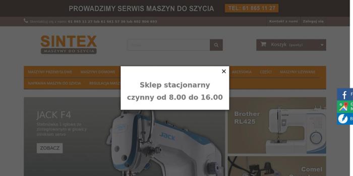 Sintex Sprzedaż maszyn przemysłowych i domowych. Naprawa,serwis maszyn do szycia.