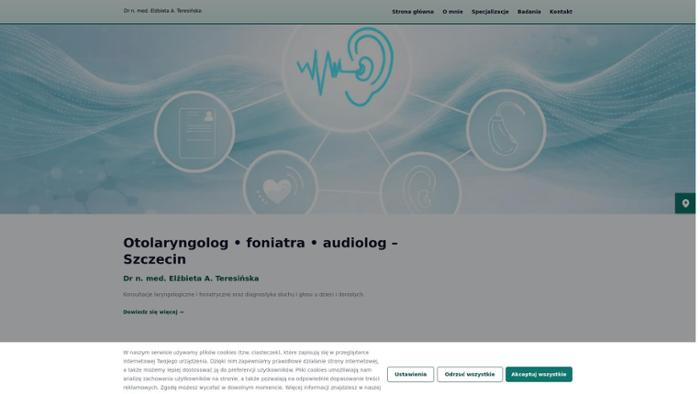 Teresińska Elżbieta, dr nauk med. otolaryngolog, Spec. foniatra, audiolog