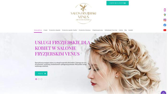 Venus. Salon fryzjerski, kosmetyczny, barber, solarium, Vacu line
